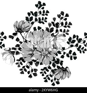 Modern big floral vector seamless pattern. Background isolated. Digital drawn illustration. Can be used as textile fabric or wallpaper, cards, invitat Stock Vector