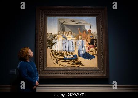 Piero's Nativity restored at the National Gallery following a three year restoration. PHOTO:JEFF GILBERT 29th November 2022, London, UK Stock Photo