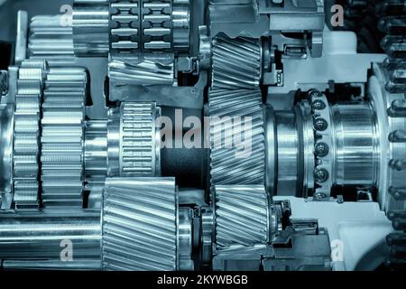 Car gear mechanics interior cog wheels Stock Photo