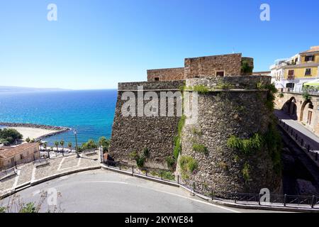 Back view of Murat Aragon Castle in Pizzo, Calabria, Italy Stock Photo