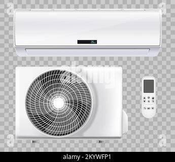 Air conditioner realistic set with cooling and ventilation equipment isolated vector illustration Stock Vector