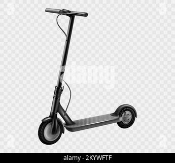 Electric kick scooter. Gyro Modern ecology vehicle - speed scooter on battery. Realistic 3d vector illustration, isolated on transparent background Stock Vector