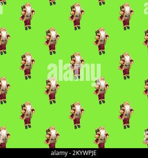 Seamless pattern with Christmas toys. Minimal isometric texture. Used for board printing on fabric. Stock Photo