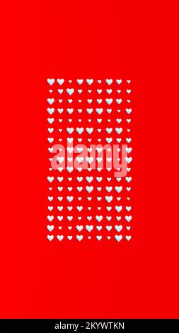 Pale Blue Hearts Block Valentine Day February 14th Valentine's Day Shape Symbol of Love Romance Red Background 3d illustration render Stock Photo