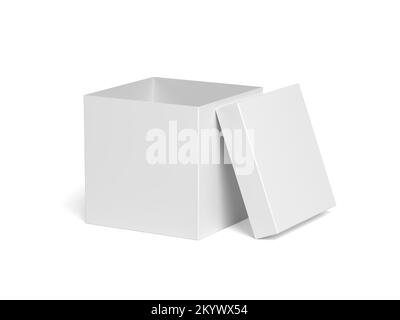 Empty box isolated on white background. Open. 3d illustration. Stock Photo