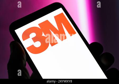 In this photo illustration a 3M logo seen displayed on a smartphone. Stock Photo