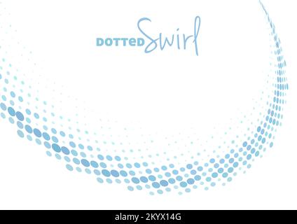 Abstract blue dotted swirl with halftone effect. Simple vector graphic pattern Stock Vector