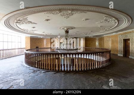 Abandoned Soviet Sanatorium Metallurgist of Tskaltubo in Georgia. The decaying remains of a once-luxurious Soviet spa town Stock Photo