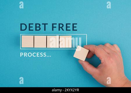 Debt free in process, loading bar, ending credit payments and bank loans, financial freedom Stock Photo