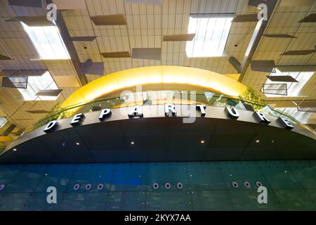 SINGAPORE - NOVEMBER 09, 2015: interior of Changi Airport. Singapore Changi Airport, is the primary civilian airport for Singapore, and one of the lar Stock Photo