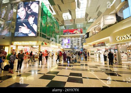 SINGAPORE - NOVEMBER 09, 2015: interior of Changi Airport. Singapore Changi Airport, is the primary civilian airport for Singapore, and one of the lar Stock Photo