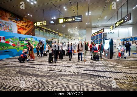 SINGAPORE - NOVEMBER 09, 2015: interior of Changi Airport. Singapore Changi Airport, is the primary civilian airport for Singapore, and one of the lar Stock Photo