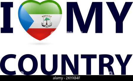 I Love My Country - Equatorial Guinea. Heart with flag colors. Stock Vector