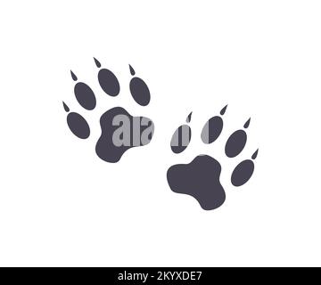 Footprints of a big cat. Paw tiger, step logo design. Footprint pet. Paw prints. Simple illustration of tiger step vector design and illustration. Stock Vector