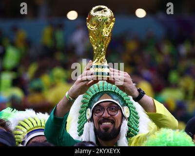 Doha, Qatar, 2nd December 2022.  Brazil fans during the FIFA World Cup 2022 match at Lusail Stadium, Doha. Picture credit should read: David Klein / Sportimage Credit: Sportimage/Alamy Live News Stock Photo