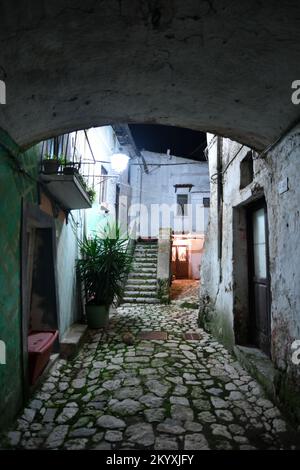 A narrow street in Pietramelara, a medieval village in Caserta province, Italy. Stock Photo