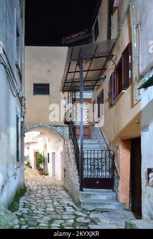 A narrow street in Pietramelara, a medieval village in Caserta province, Italy. Stock Photo