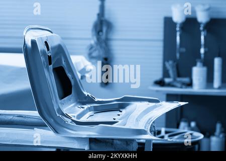 Car element body after painting. Drying parts of the automobile Stock Photo