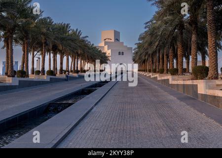 Doha, Qatar. 02nd Dec, 2022. A view of the Museum of Islamic Art in Doha, Qatar on December 2, 2022. The museum is built on an island next to the traditional Dhow harbor and houses works of art dating back 1300 years. Photo: Igor Kralj/PIXSELL Credit: Pixsell/Alamy Live News Stock Photo