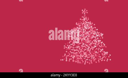 Viva Magenta Color of the Year 2023. Glitter confetti Christmas tree toned in color of the year 2023 viva magenta. Stock Photo