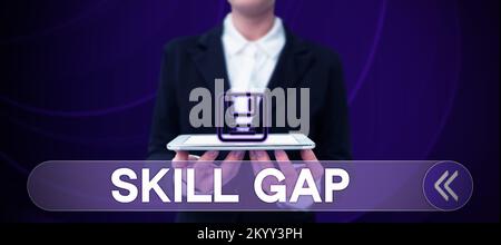 Sign displaying Skill Gap. Business concept Refering to a person's weakness or limitation of knowlege Stock Photo