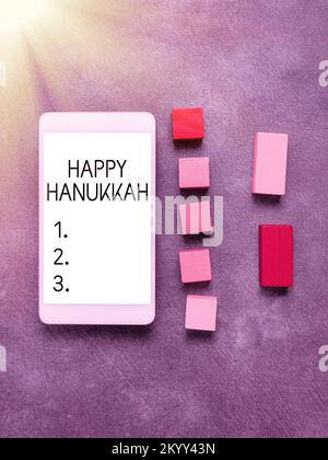 Text caption presenting Happy Hanukkah. Concept meaning Jewish festival