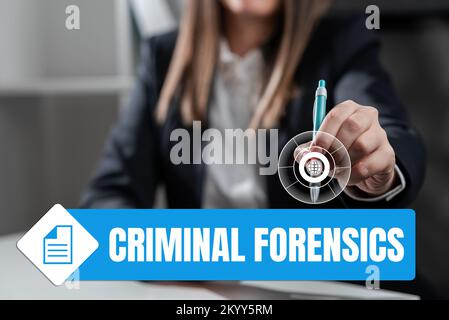 Conceptual caption Criminal Forensics. Business showcase Federal Offense actions Illegal Activities punishable by Law Stock Photo