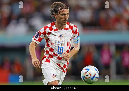 1st December 2022; Ahmed bin Ali Stadium, Al Rayyan, Qatar; FIFA World Cup Football, Croatia versus Belgium; Luka Modric of Croatia Stock Photo