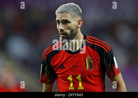 1st December 2022; Ahmed bin Ali Stadium, Al Rayyan, Qatar; FIFA World Cup Football, Croatia versus Belgium; Yannick Carrasco of Belgium Stock Photo