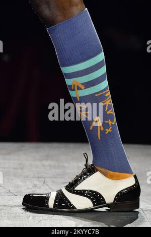 Paris, France. 04th Oct, 2022. Details on the runway at the Vivienne Westwood fashion show during the Spring Summer 2023 Collections Fashion Show at Paris Fashion Week in Paris on October 14 2022. (Photo by Jonas Gustavsson/Sipa USA) Credit: Sipa USA/Alamy Live News Stock Photo