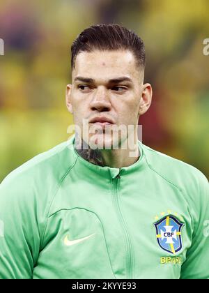 Brazil goalkeeper Ederson during the FIFA World Cup Group G match at the  Lusail Stadium in Lusail, Qatar. Picture date: Friday December 2, 2022  Stock Photo - Alamy