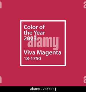 Magenta textile color swatch 2023. Vector illustration of palette swatch card, isolated on white background Stock Vector