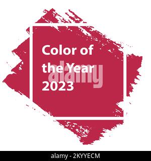 Magenta Color of the year 2023 . Paint strokes of magenta. Vector illustration of swatch sample palette card isolated on white Stock Vector