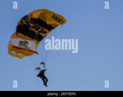 The Golden Knights parachute into the Levis Stadium before the