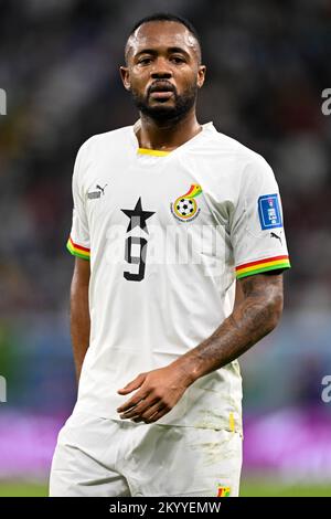 Al Wakrah, Qatar. 02nd Dec, 2022. Jordan Ayew of Ghana during the FIFA World Cup Qatar 2022 Group H match between Ghana and Uruguay at Al Janoub Stadium in Al Wakrah, Qatar on December 2, 2022 (Photo by Andrew Surma/ Credit: Sipa USA/Alamy Live News Stock Photo