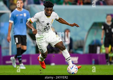 Al Wakrah, Qatar. 02nd Dec, 2022. Mohammed Kudus of Ghana during the FIFA World Cup Qatar 2022 Group H match between Ghana and Uruguay at Al Janoub Stadium in Al Wakrah, Qatar on December 2, 2022 (Photo by Andrew Surma/ Credit: Sipa USA/Alamy Live News Stock Photo