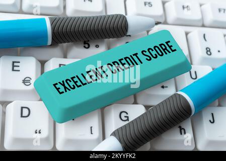Handwriting text Excellent Credit Score. Business approach person's report of financial standing and capacity to pay Stock Photo