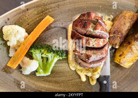 Close-up of Icelandic roast lamb. Iceland is known for their delicious roast lamb, without the gamey taste Stock Photo