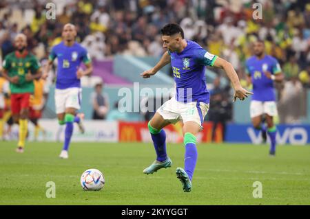 Al Daayen, Qatar. 02nd Dec, 2022. Gabriel Martinelli of Brazil during the FIFA World Cup 2022, Group G football match between Cameroon and Brazil on December 2, 2022 at Lusail Stadium in Al Daayen, Qatar - Photo Jean Catuffe / DPPI Credit: DPPI Media/Alamy Live News Stock Photo