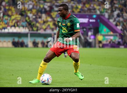Al Daayen, Qatar. 02nd Dec, 2022. Nouhou Tolo of Cameroon during the FIFA World Cup 2022, Group G football match between Cameroon and Brazil on December 2, 2022 at Lusail Stadium in Al Daayen, Qatar - Photo Jean Catuffe / DPPI Credit: DPPI Media/Alamy Live News Stock Photo
