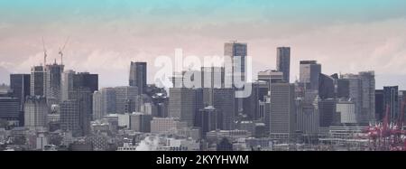 Panorama of the skyline of Vancouver in British Columbia, Canada Stock Photo