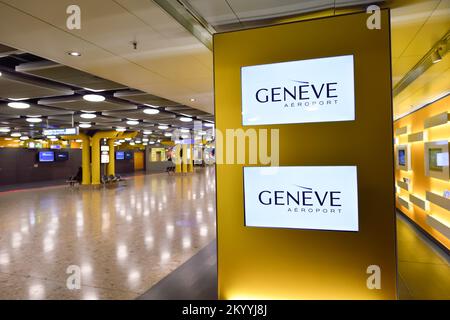 GENEVA, SWITZERLAND - NOVEMBER 19, 2015: interior of Geneva Airport. Geneva International Airport is the international airport of Geneva, Switzerland. Stock Photo