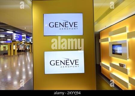GENEVA, SWITZERLAND - NOVEMBER 19, 2015: interior of Geneva Airport. Geneva International Airport is the international airport of Geneva, Switzerland. Stock Photo
