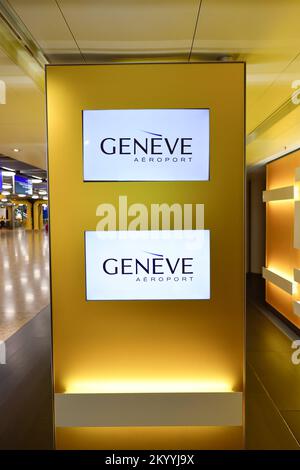 GENEVA, SWITZERLAND - NOVEMBER 19, 2015: interior of Geneva Airport. Geneva International Airport is the international airport of Geneva, Switzerland. Stock Photo