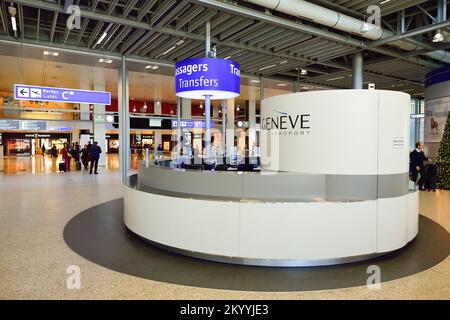 GENEVA, SWITZERLAND - NOVEMBER 19, 2015: interior of Geneva Airport. Geneva International Airport is the international airport of Geneva, Switzerland. Stock Photo