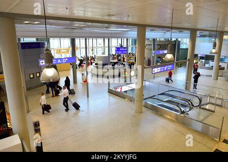 GENEVA, SWITZERLAND - NOVEMBER 19, 2015: interior of Geneva Airport. Geneva International Airport is the international airport of Geneva, Switzerland. Stock Photo