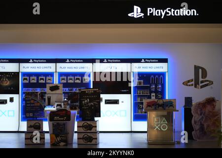 Shanghai,China-August 13th 2022: facade of PlayStation retail store. A video game brand Stock Photo