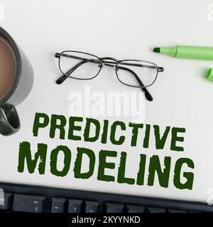 Conceptual caption Predictive Modeling. Conceptual photo maintenance strategy driven by predictive analytics Stock Photo