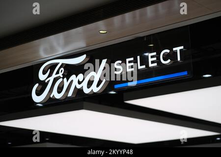 Shanghai,China-August 13th 2022:  close up Ford SELECT store sign. Ford SELECT is a EV brand of Ford Stock Photo