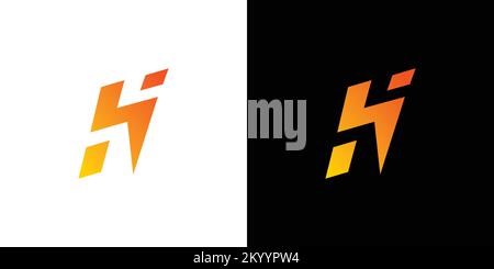 Modern and elegant letter H initials electric logo design Stock Vector